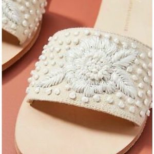 ANTHROPOLOGIE Floral Embroidered Slide Sandals